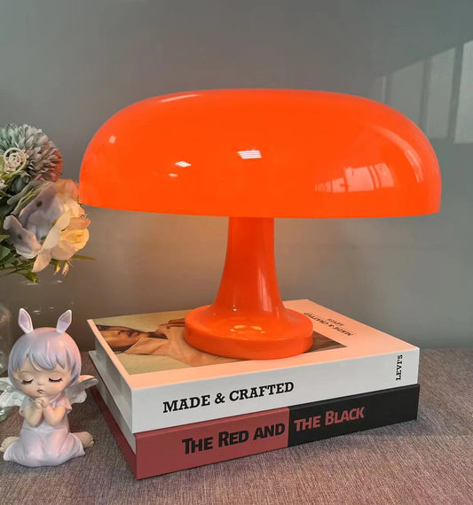 Tamira mushroom table lamp with soft LED glow on bedside