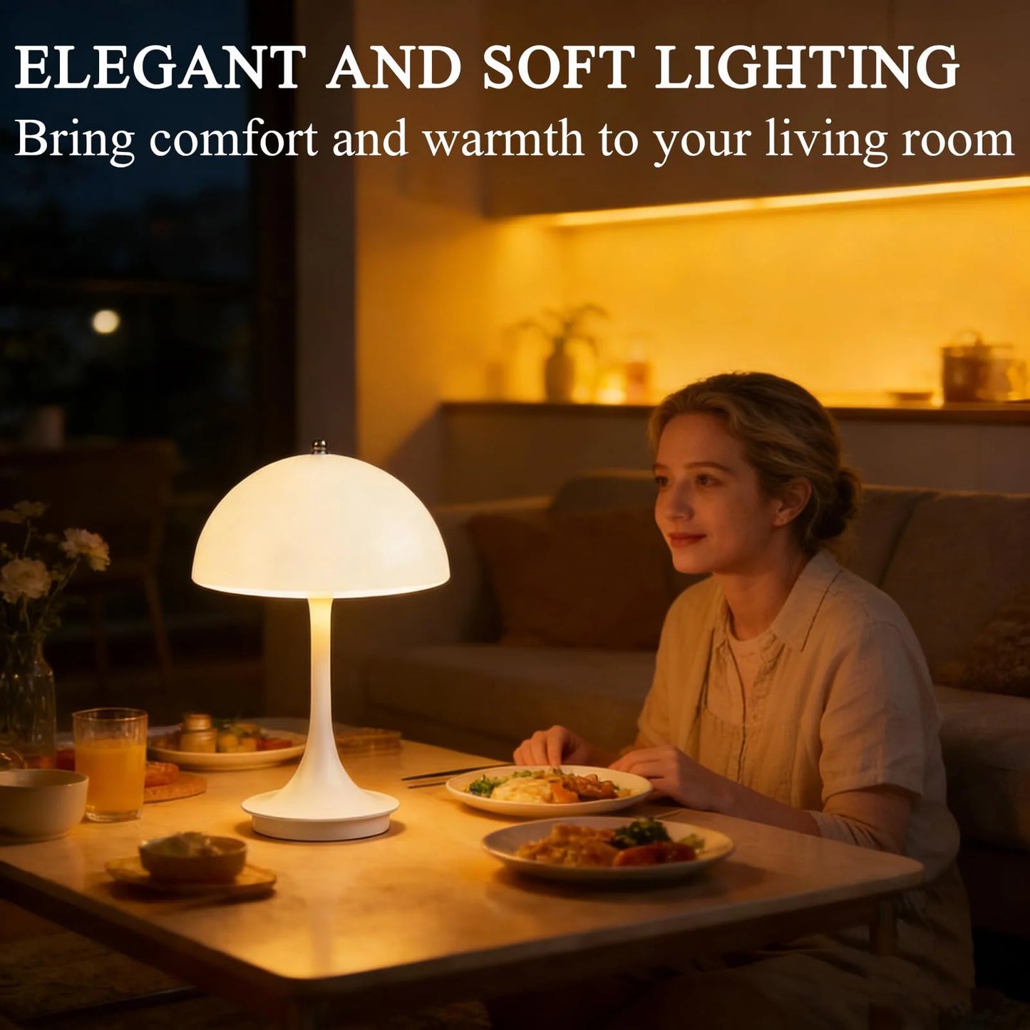 Touch control LED lamp on off switch close-up

