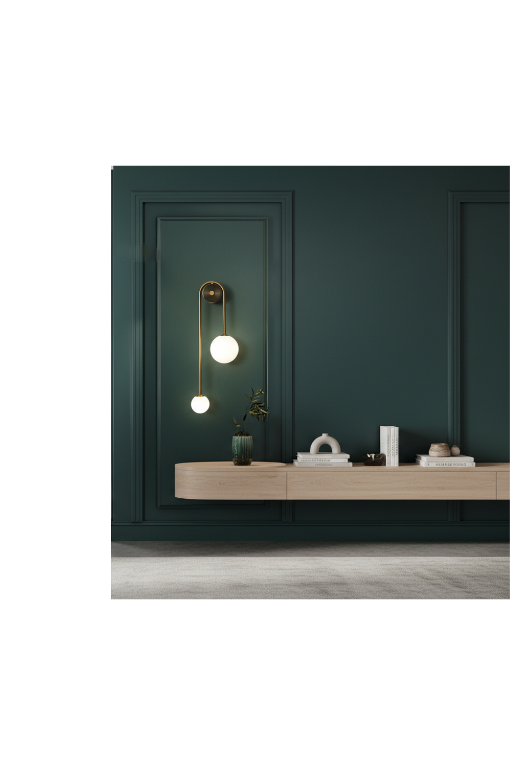 Luxury Nordic bedside wall lamp with an adjustable long arm for reading, styled in a minimalist master bedroom to demonstrate Alaya Decor’s space-saving and functional lighting solutions.