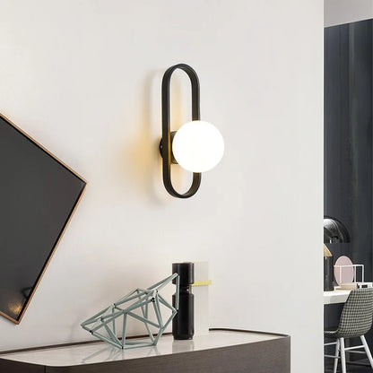 Wall lamp Nordic modern black and white minimalist in a master bedroom.
