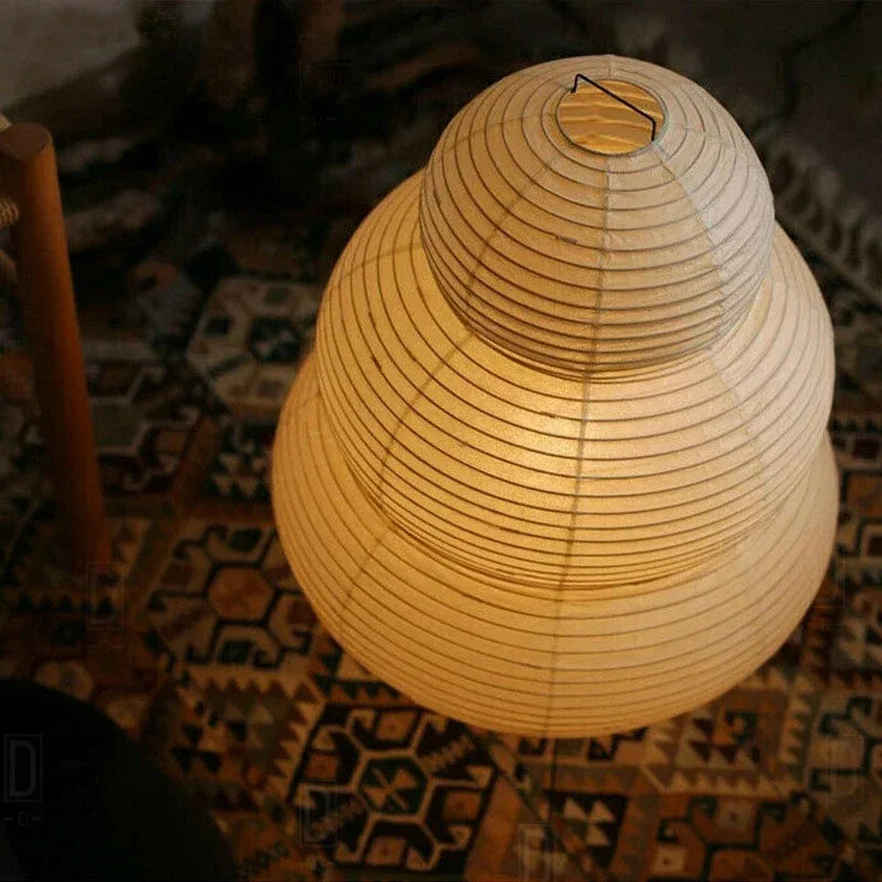 White Rice Paper Lamp - Handcrafted Japanese Design for Study Loft