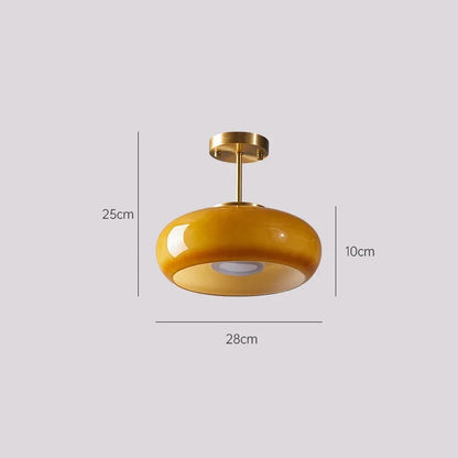 Yellow glass pendant light with size dimensions for modern ceiling decor