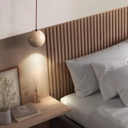 Yellow travertine hanging light indoor lighting for Nordic bedrooms.