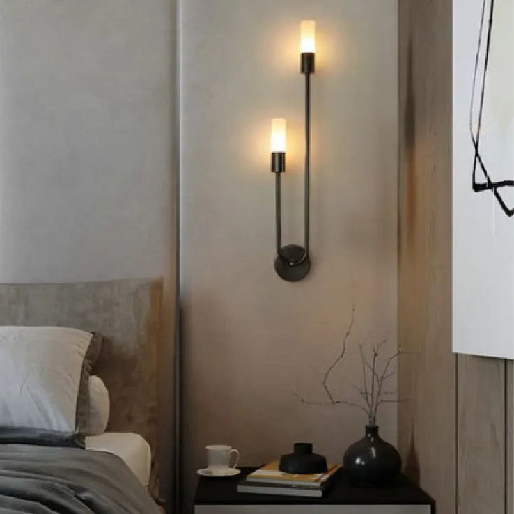 black and gold minimalist wall sconce light for bedroom