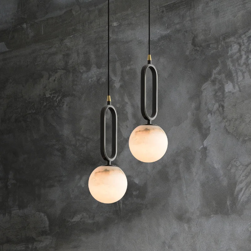 varnika marble g9 pendant chandelier in black and gold finish
